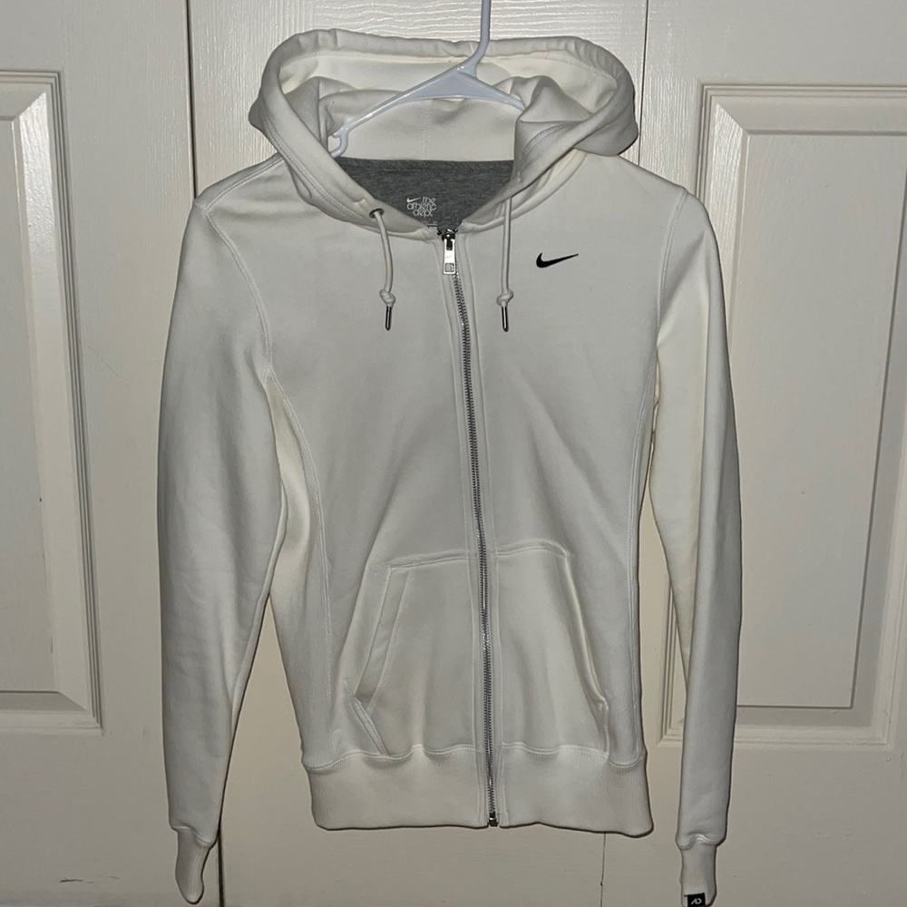 Nike white zip up hoodie